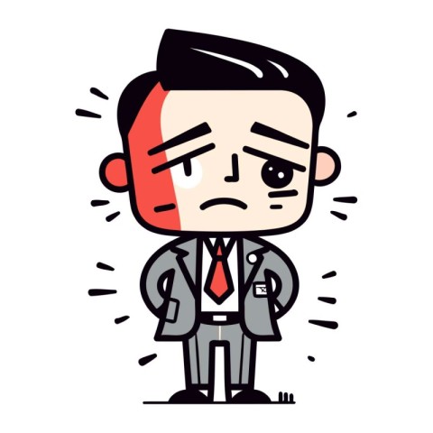 Sad Businessman Retro Cartoon Vector Illustration