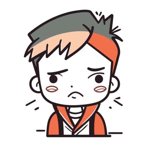 Angry Boy Cute Cartoon Character Vector Illustration