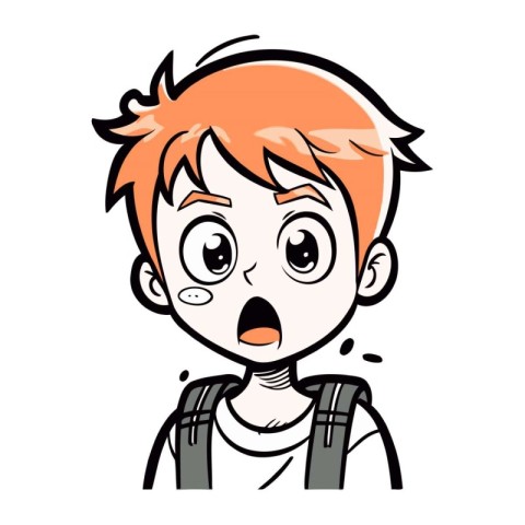 Surprised Red Haired Boy Cartoon Illustration. Vector