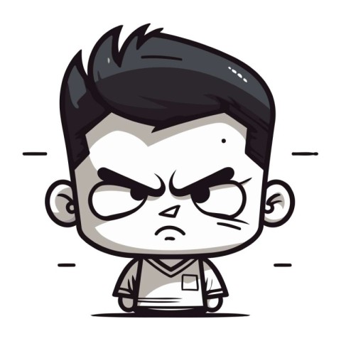 Angry Boy Cartoon Vector Illustration. Isolated on White Backg