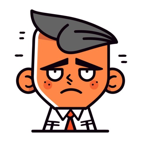 Sad Cartoon Boss Face Vector Character Illustration