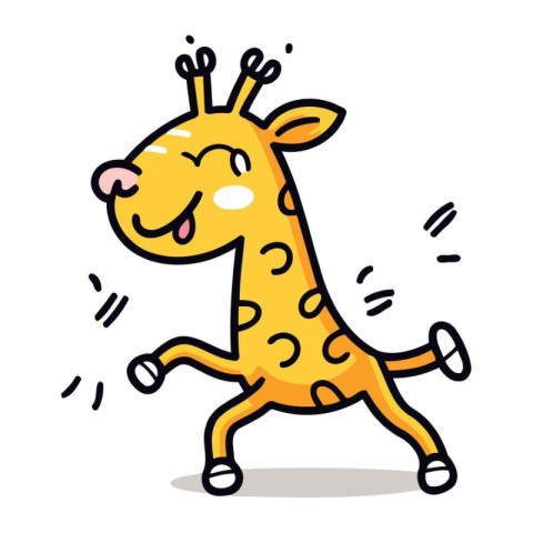 Cute Giraffe Running Cartoon Vector Illustration