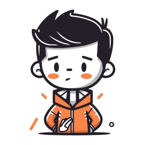 Illustration of a Kid Boy Wearing a Warm Clothes Vector