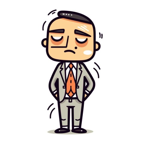 Sad Businessman Retro Cartoon Vector Illustration