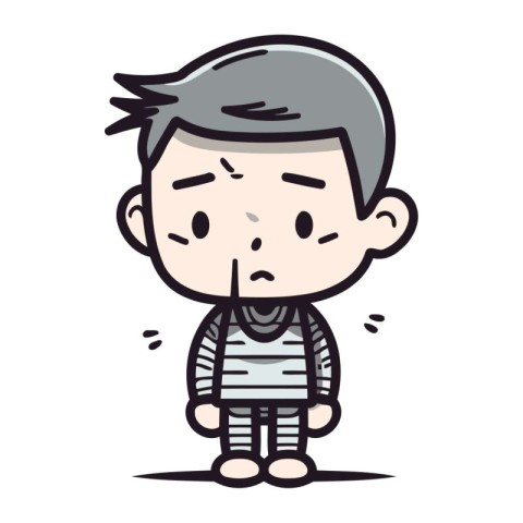 Boy Crying Retro Cartoon Vector Illustration