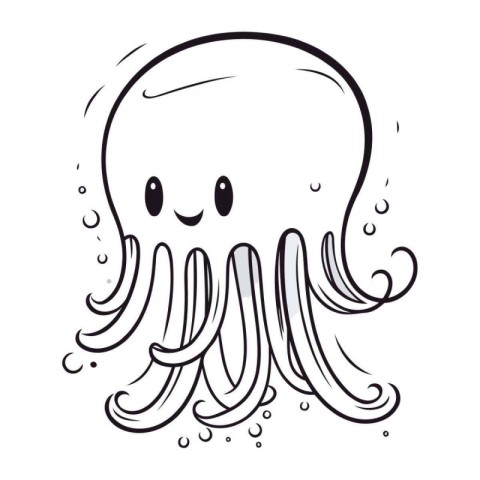 Illustration of a cute cartoon jellyfish on a white background.