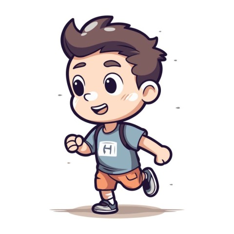 Running Boy Colorful Cartoon Vector Illustration
