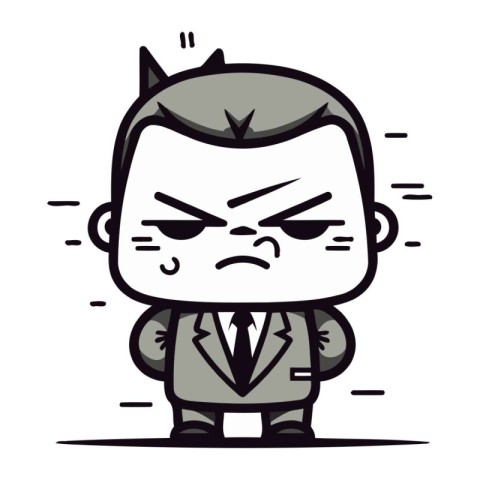 Angry Cartoon Businessman Vector Illustration