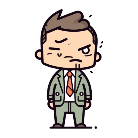 Angry Businessman Wearing Suit Retro Cartoon Vector Illustrati