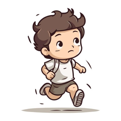 Running Boy Colorful Cartoon Vector Illustration