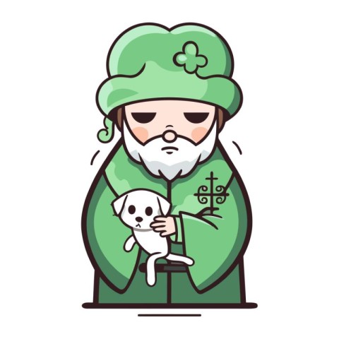 Leprechaun with dog St. Patricks Day Vector Icon