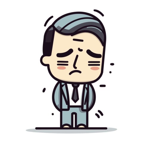 Businessman feeling sad Cartoon Vector Illustration