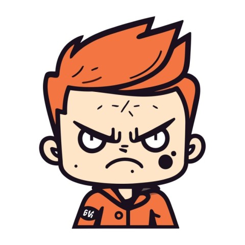 Angry Cartoon Man Face Retro Vector Illustration