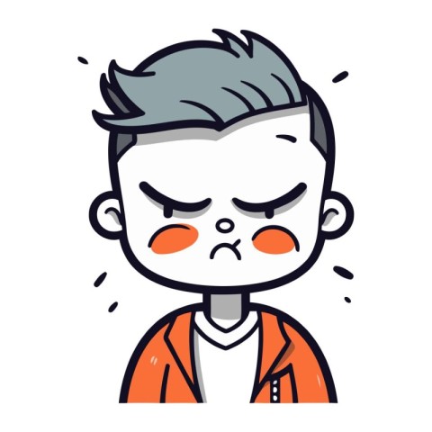 Angry boy Cartoon Vector Illustration of Crying Boy Character