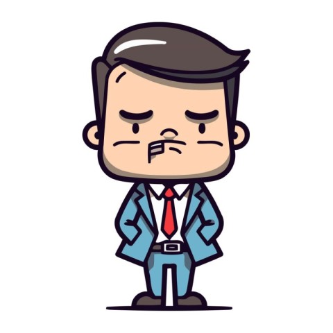 Sad Businessman Retro Cartoon Vector Illustration