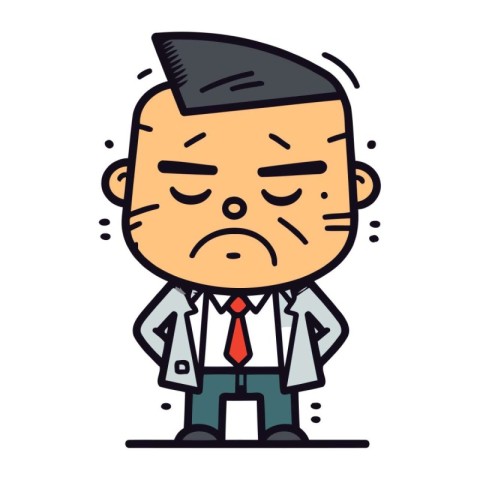 Angry Boss Cartoon Vector Illustration. Stressed Businessman C