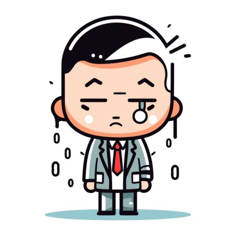 Sad Businessman Face Cartoon Vector Illustration