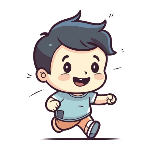 Running boy Colorful Cartoon Vector Illustration