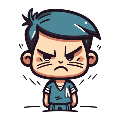 Angry Boy Retro Cartoon Vector Illustration