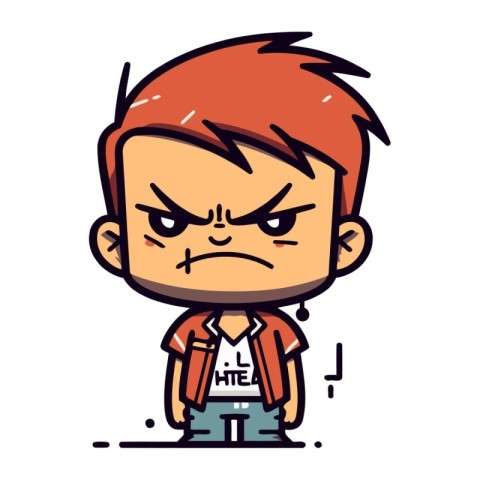 Angry Boy Cartoon Vector Illustration