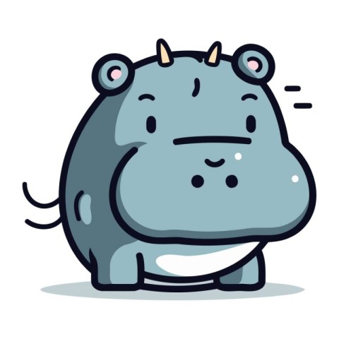Hippo Cute Cartoon Animal Character Vector Illustration.