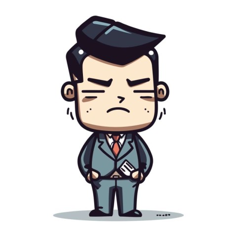 Sad Businessman Retro Cartoon Vector Illustration