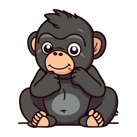 Monkey Crying Cartoon Vector Illustration