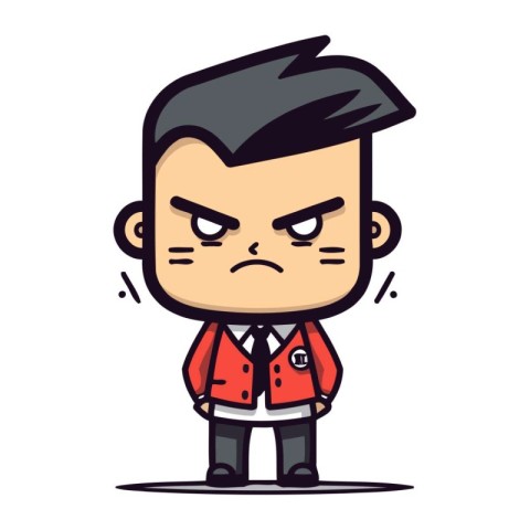 Angry Schoolboy Cartoon Vector Illustration