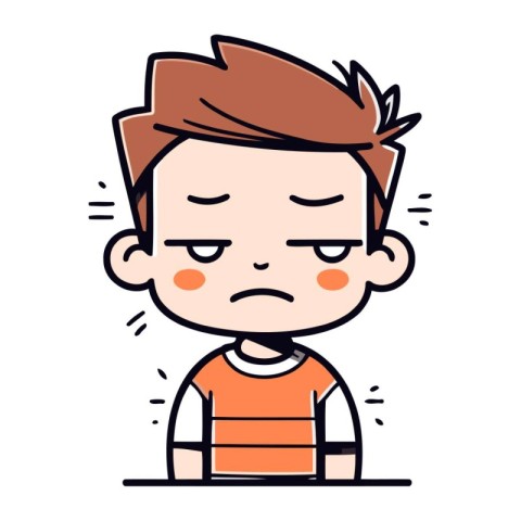 Angry Boy Face Cartoon Vector Illustration