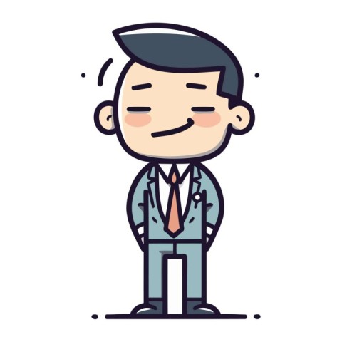 Businessman Smiling and Looking Up Vector Cartoon Character Il