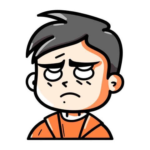 Angry Boy Face Cartoon Vector Illustration