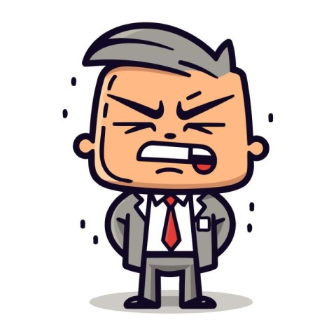 Angry Face Cartoon Businessman Vector Illustration
