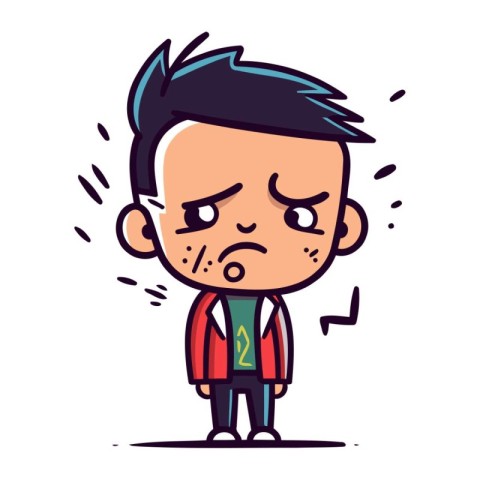 Upset Cartoon Man Retro Vector Illustration
