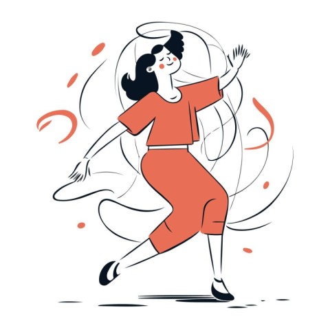 Vector illustration of a girl dancing in the style of flat desig