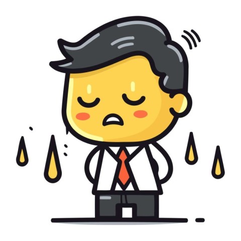 Businessman Crying Business Cartoon Vector Illustration