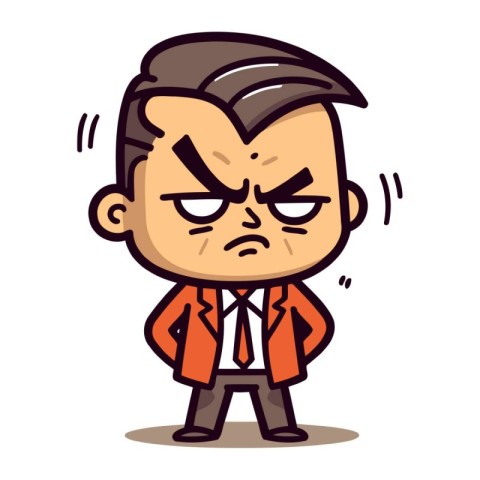 Angry Boss Retro Cartoon Vector Illustration