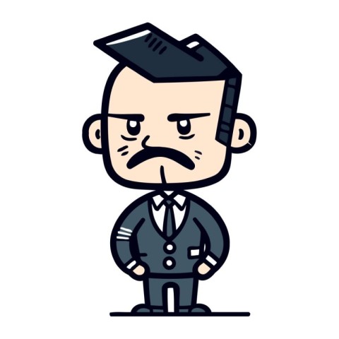 Upset Grandfather Retro Cartoon Businessman Vector Illustratio