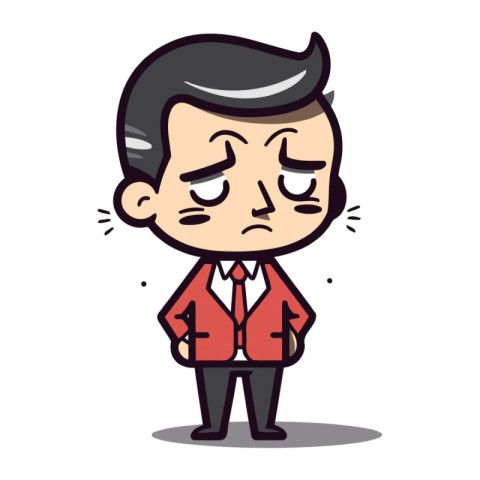 Sad Face Cartoon Businessman Vector Illustration
