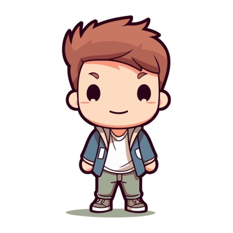 Boy Smiling Cute Cartoon Vector Illustration