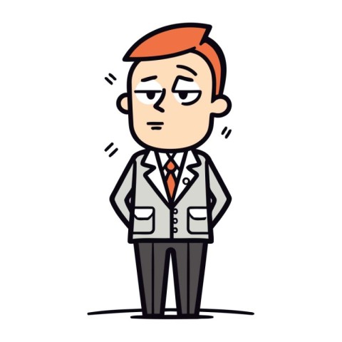 Frowning Businessman Cartoon Vector Illustration