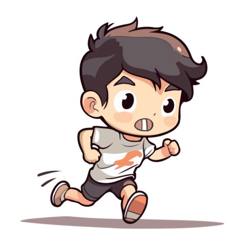 Running boy vector illustration. isolated on a white backgroun