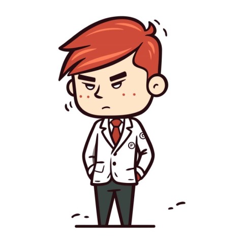 Upset Redhead Doctor Vector Cartoon Illustration