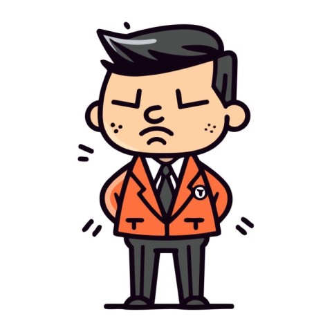 Sad Businessman Retro Cartoon Vector Illustration