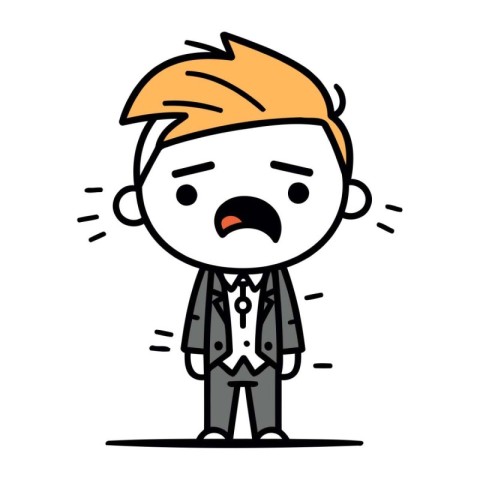 Angry cartoon man Retro vector stick figure illustration of a