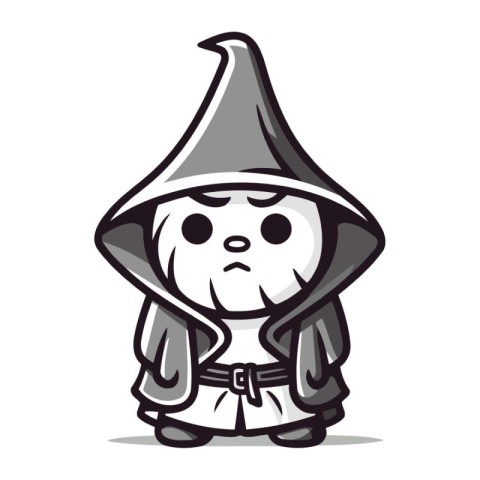 Cute Cartoon Wizard Character Vector Illustration