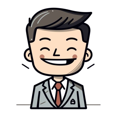 Businessman Smiling Face Vector Cartoon Illustration