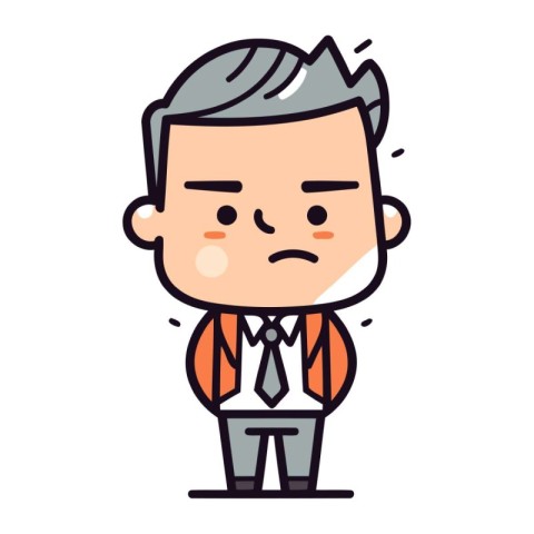 Sad Businessman Colorful Cartoon Vector Illustration