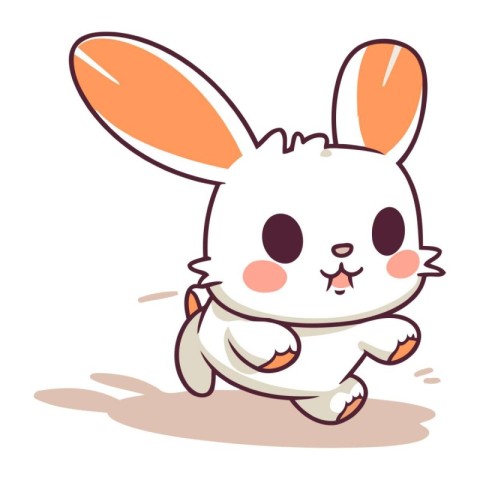 Cute rabbit running cartoon vector illustration. Cute rabbit run