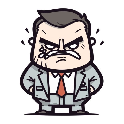 Angry Businessman Cartoon Vector Illustration