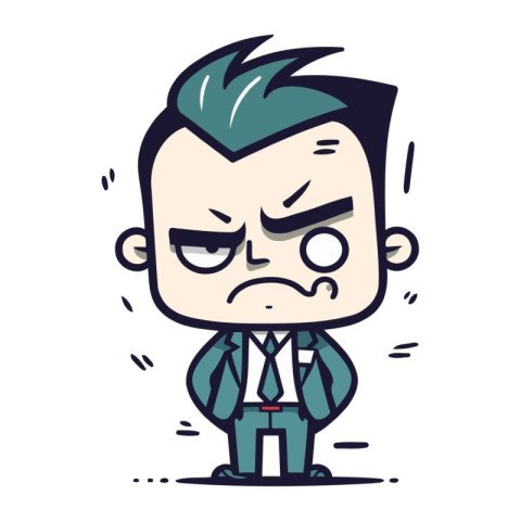 Angry Cartoon Businessman Retro Vector Illustration